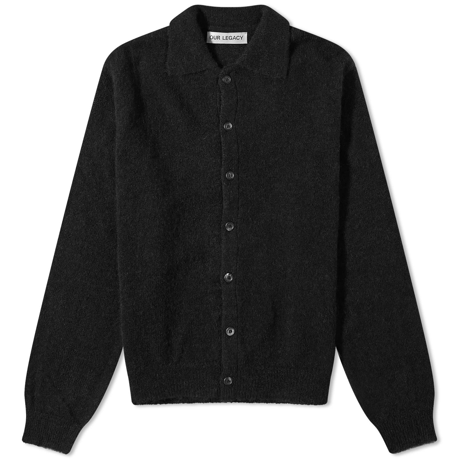 Our Legacy | Men's Evening Polo Shirt in Black Fuzzy Alpaca | Realry