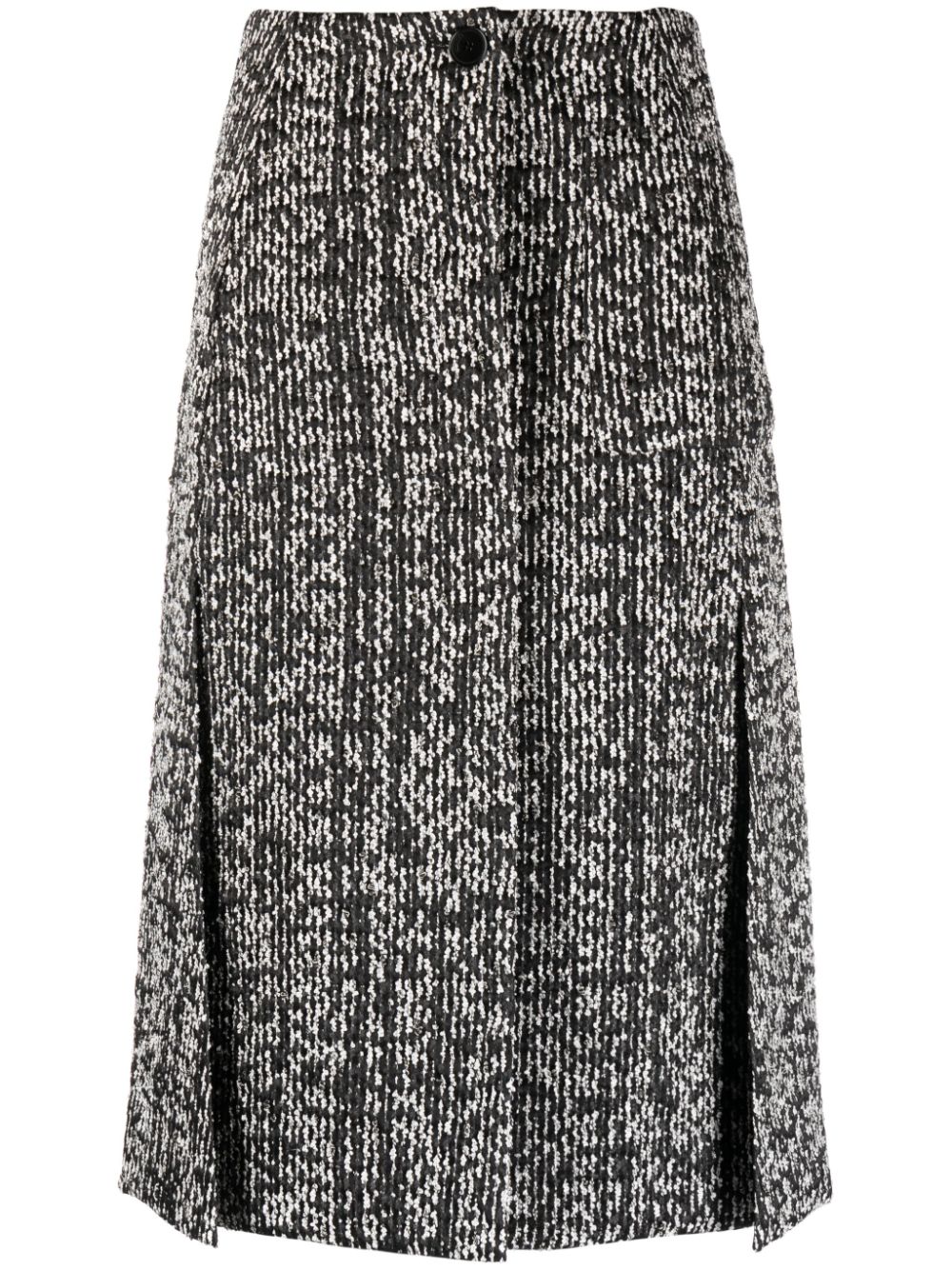 Textured-finish mid-rise skirt - Black
