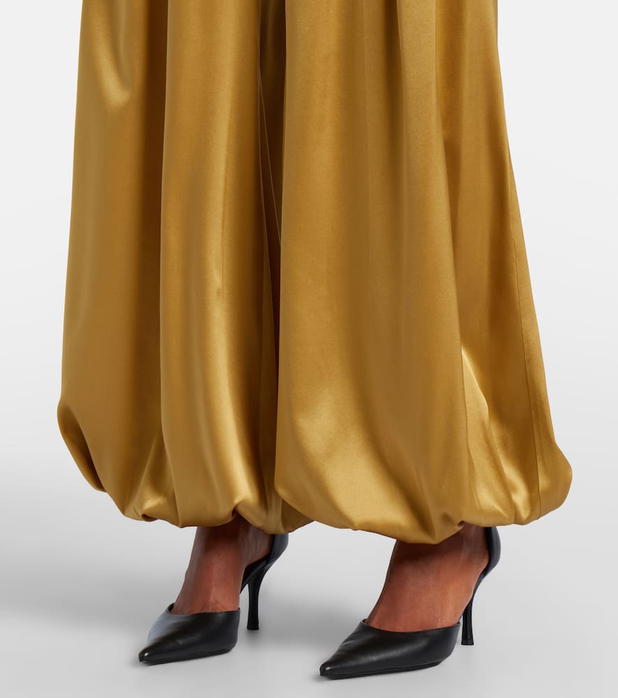 Silk-blend satin wide-leg pants