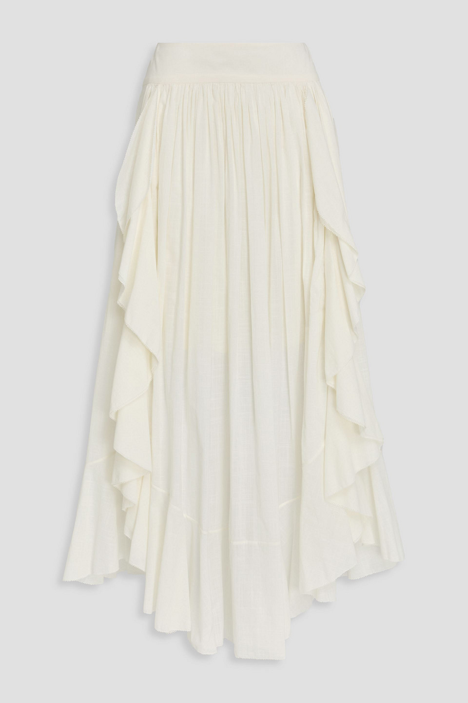 Ruffled cotton maxi skirt - White - 4