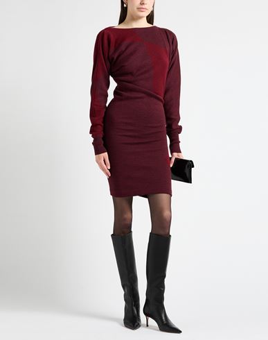 Woman Midi dress Burgundy Size 8 Virgin Wool, Acrylic