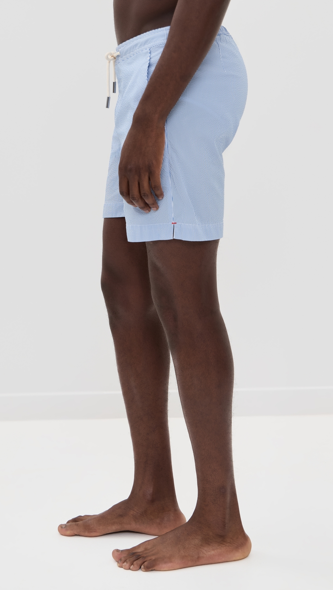 Orlebar Brown Bulldog Drawcord Seersucker Stripe Swim Shorts 6.25 Wave Blue