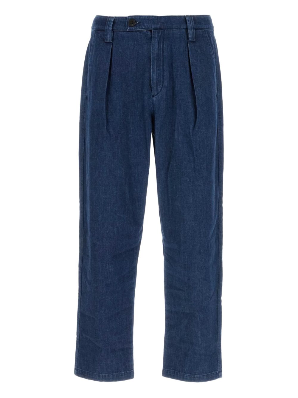 Pleat-detailed cotton jeans - Blue