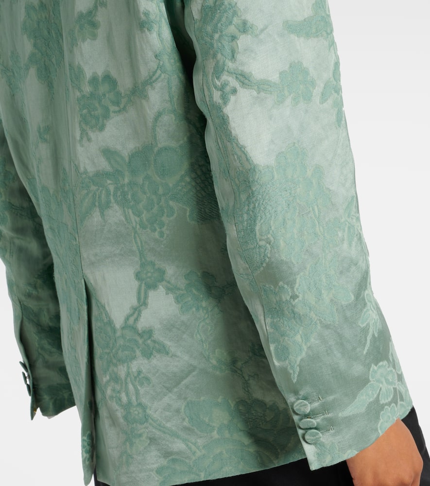 Linen-blend jacquard blazer