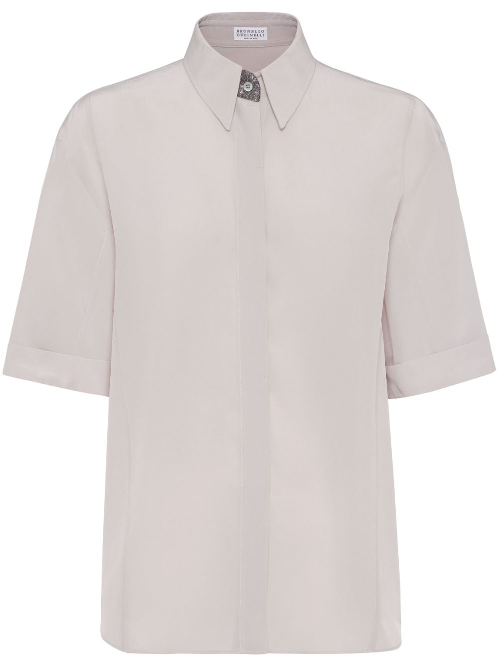 Monili bead-embellished silk shirt - Pink