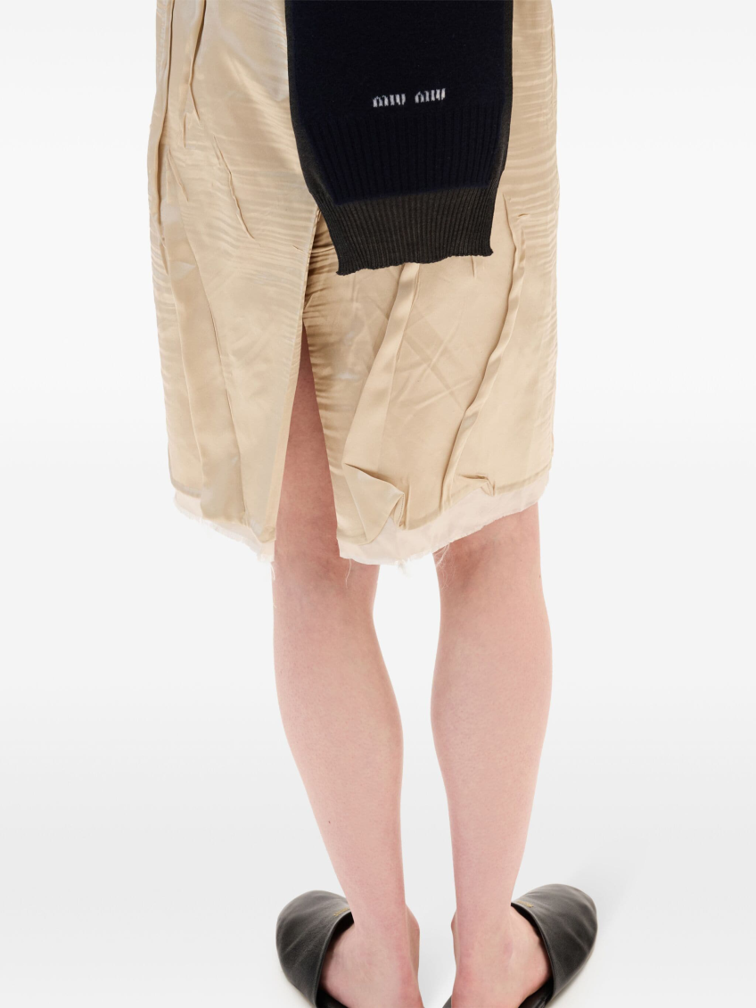 Beige Crepe Satin Silk Dress