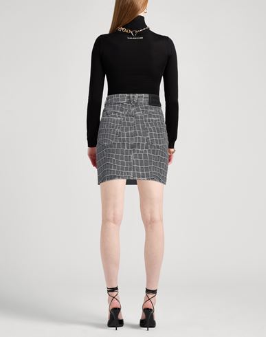 Versace Woman Denim skirt Grey Size 8 Cotton, Calfskin
