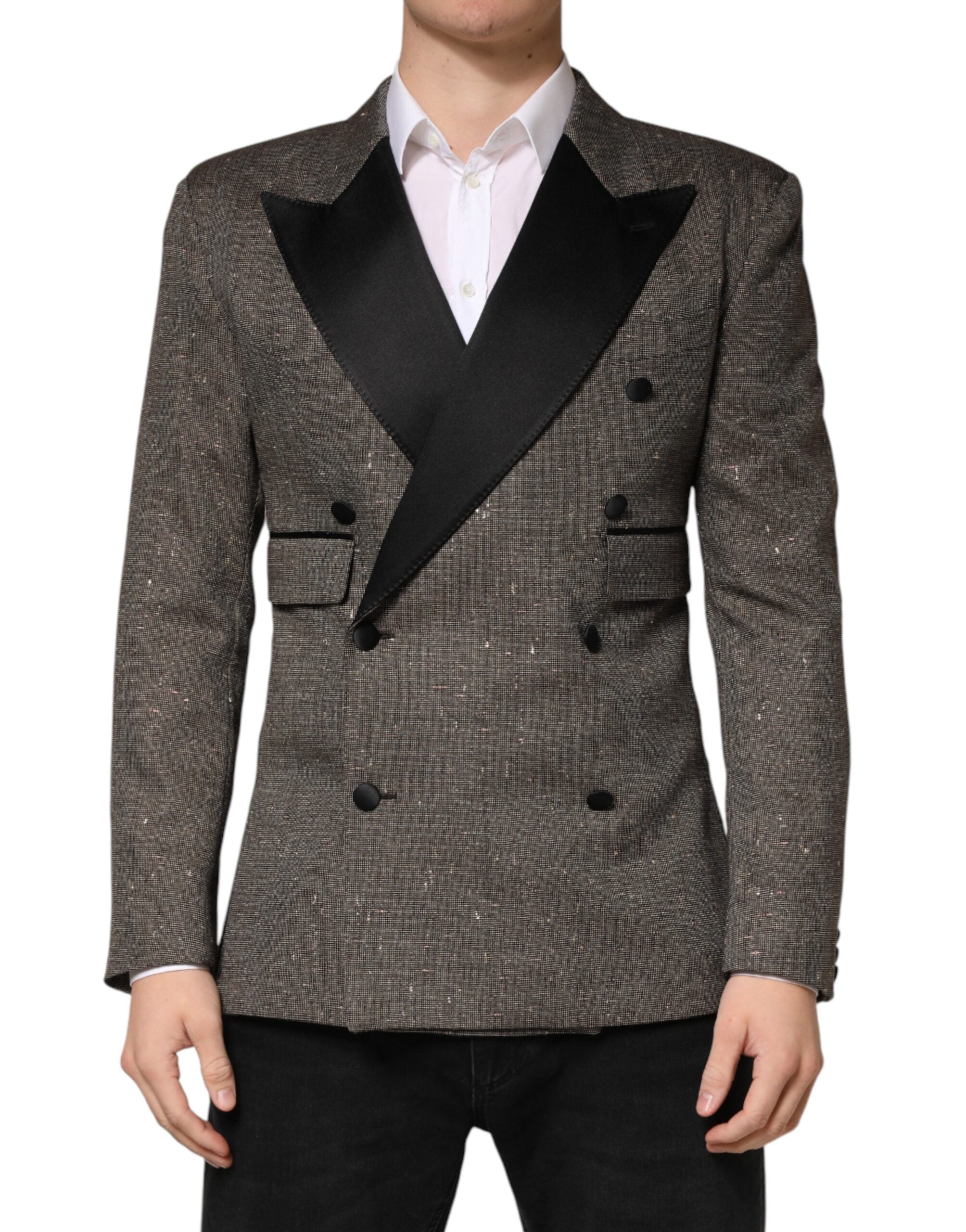 Double-Breasted Wool Blazer — Gray