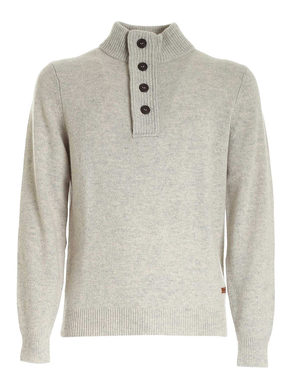 High-neck Half Buttoned Knit Jumper