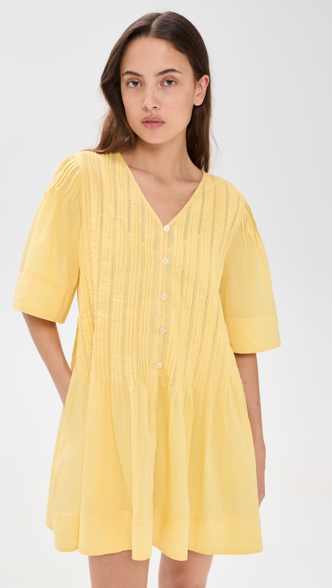 Alberte Solid Mini Dress Yellow