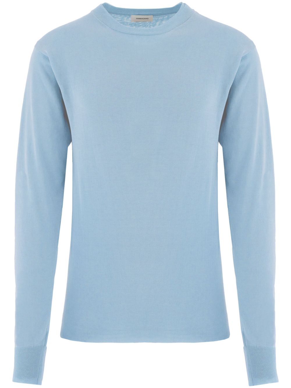 Fine-knit cotton jumper - Blue