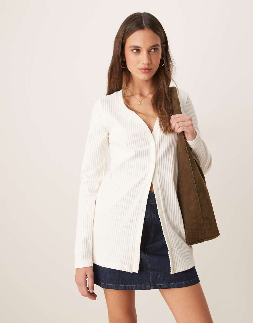 Nike Chill ribbed cardigan in cream-White