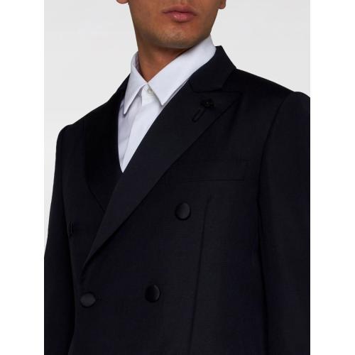 Double-breasted wool-blend suit - Blue