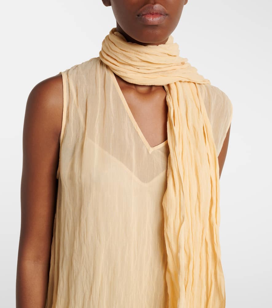 Scarf-detail cotton-blend maxi dress