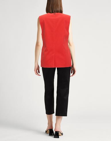 Woman Blazer Red Size 14 Cotton, Cashmere, Elastane