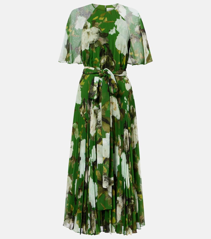Floral pleated midi dress