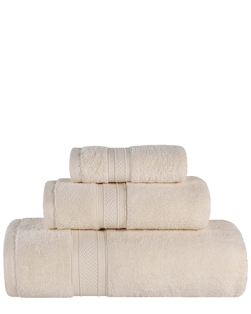 Superior Zero Twist Cotton Elegant Soft Absorbent 3Pc Solid Towel Set