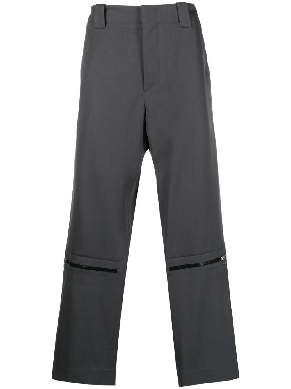 Zip-detail straight-leg trousers - Grey