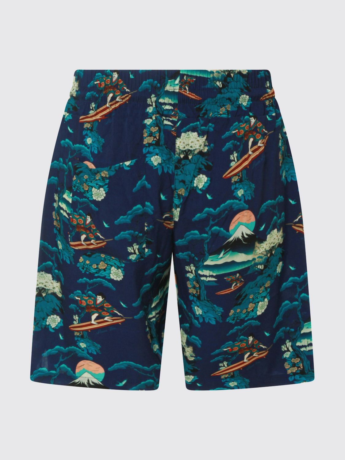 Palm tree-print drawstring track shorts - Black