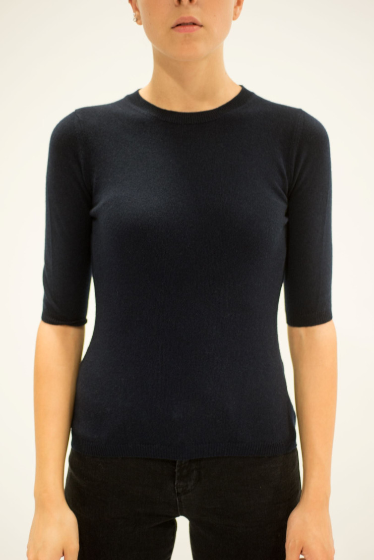 Blue Round Neck Sweater Top