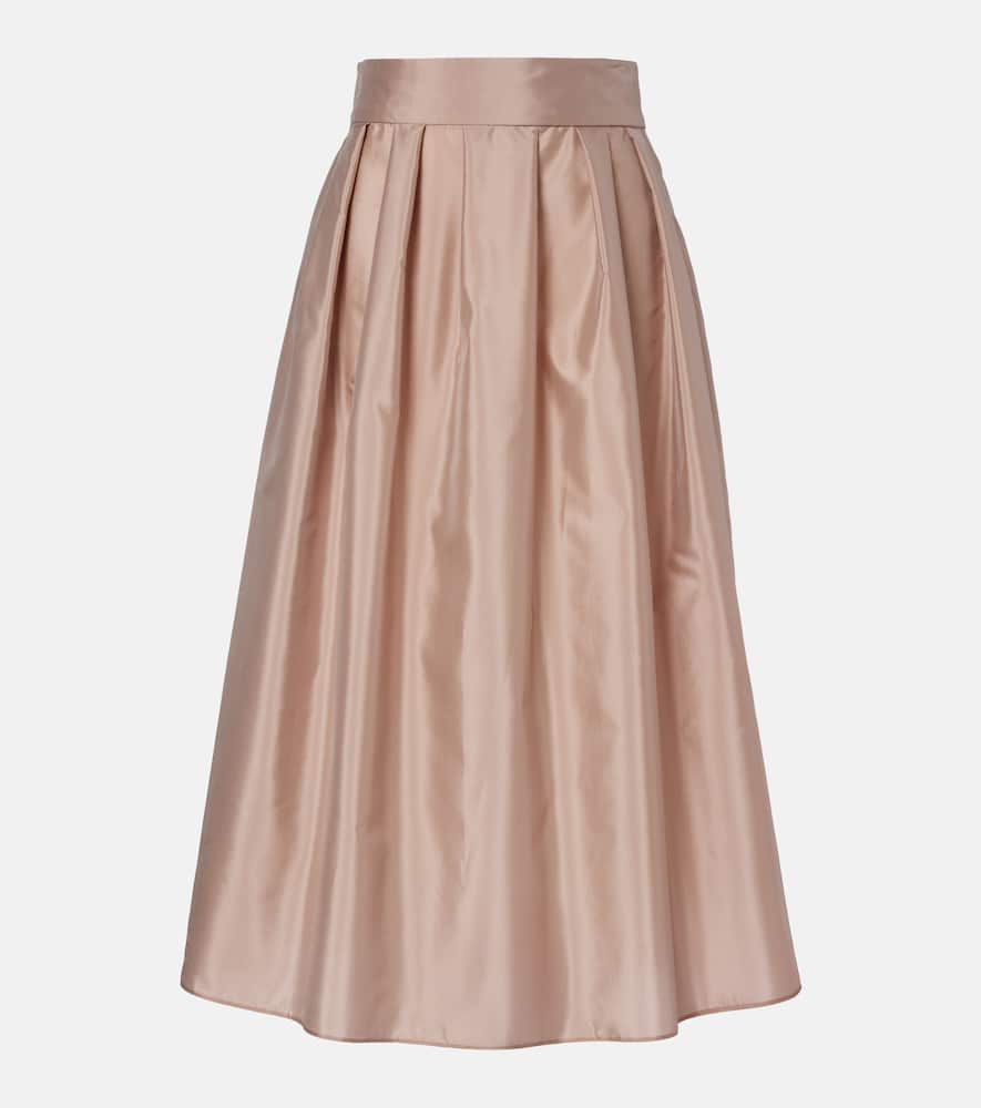 Effetto pleated taffeta midi skirt