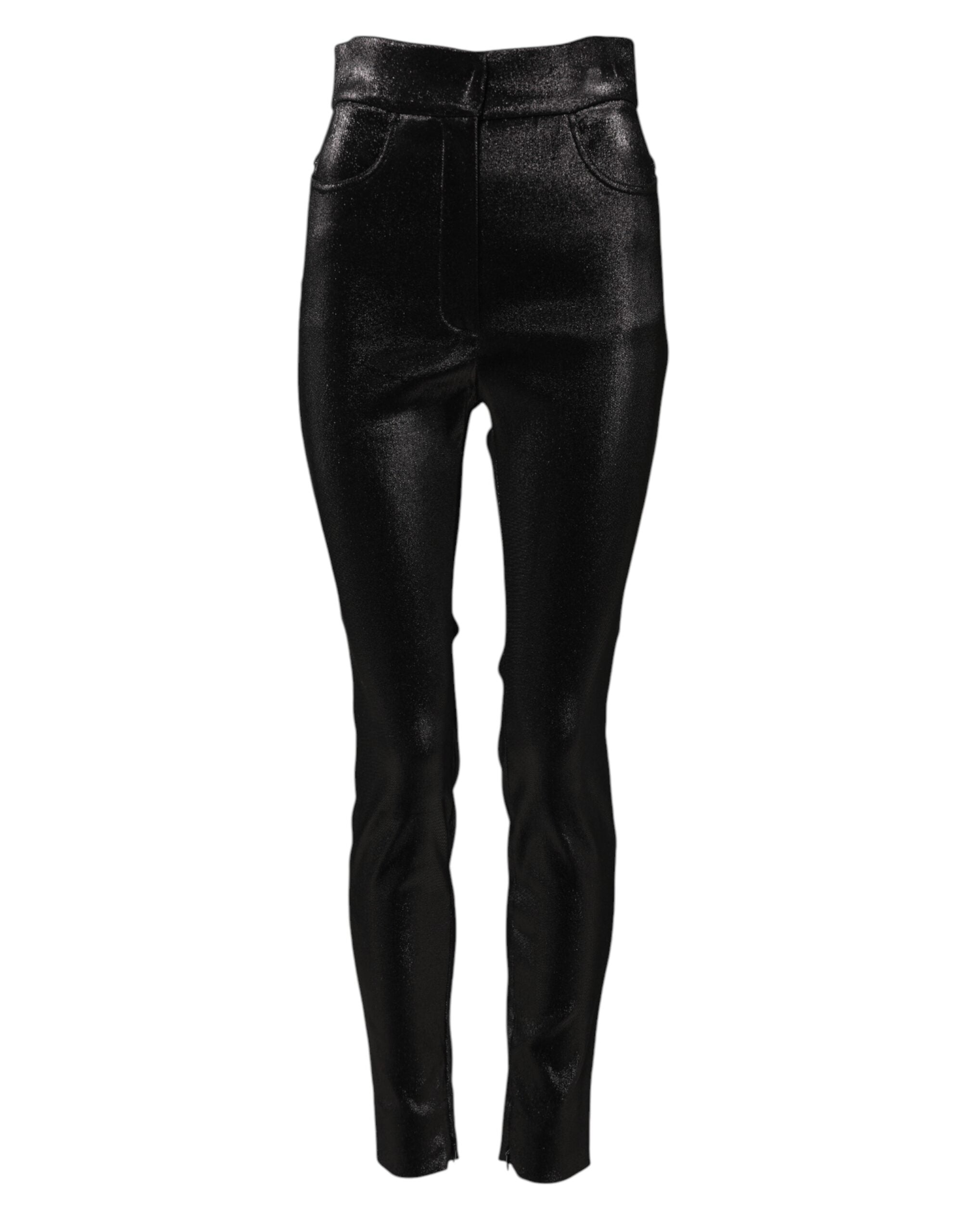 Cotton Blend Lurex Jeans — Black