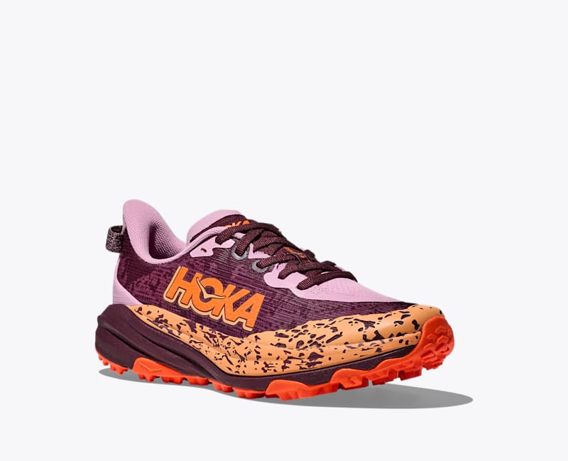 HOKA Speedgoat 6 Shoes in Flower Nectar/Neon Tangerine
