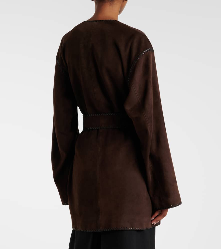 Anika suede wrap coat