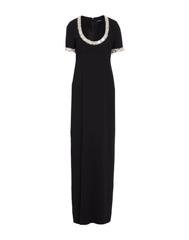 Woman Maxi dress Black Size 8 Polyester, Glass, Plastic