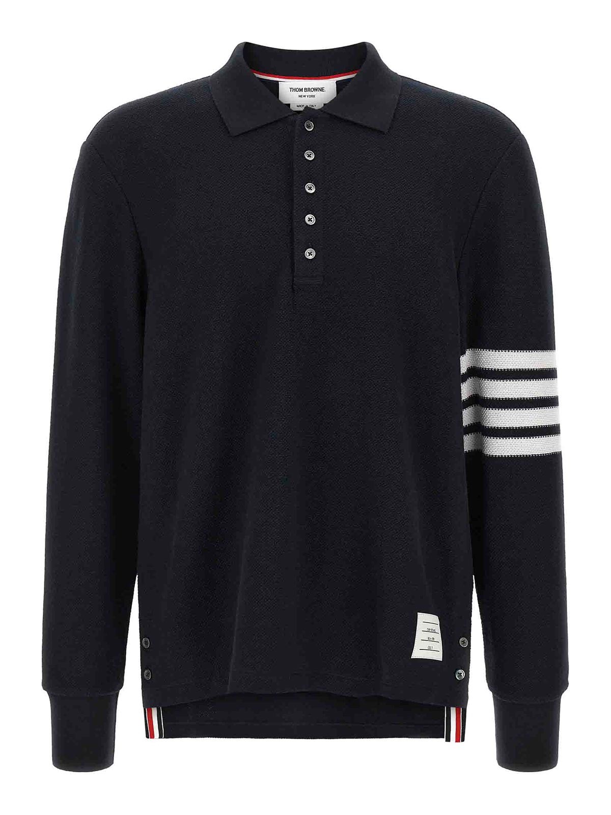 4-Bar Textured-pique Long-sleeved Polo Shirt