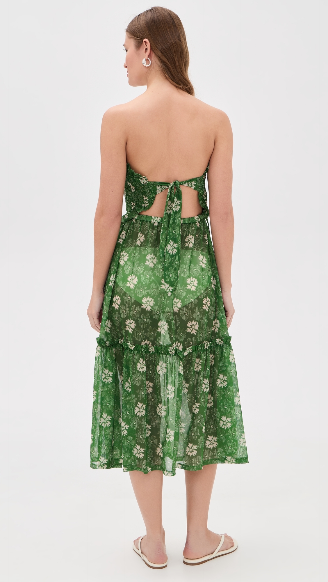 Gloria Print Smocked Dress Green