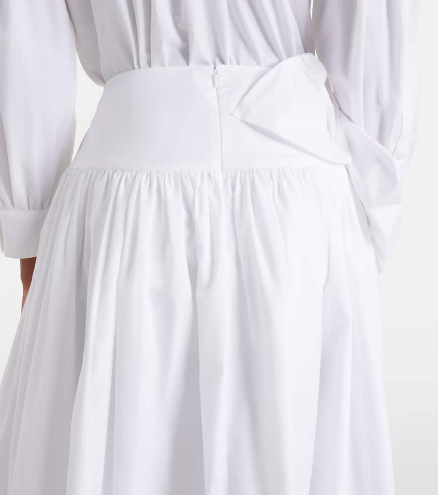 Floral-appliqué cotton poplin midi skirt