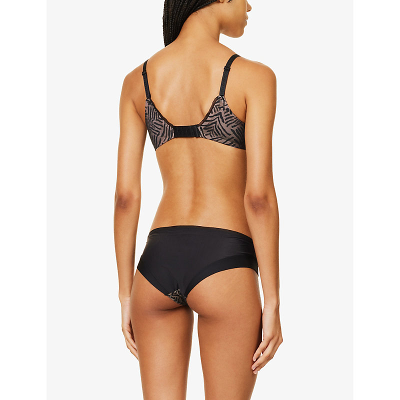 Womens Black Graphic Allure Lace-overlay Stretch-mesh Spacer bra