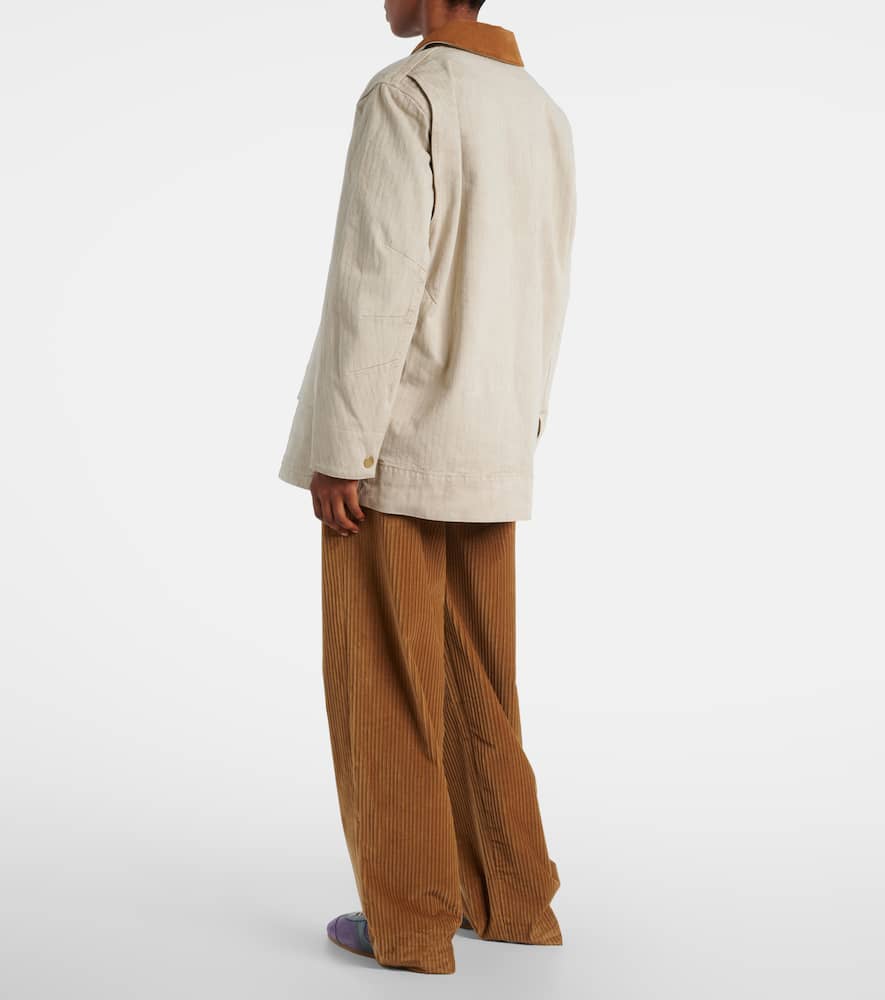 Abbas suede-trimmed cotton field jacket