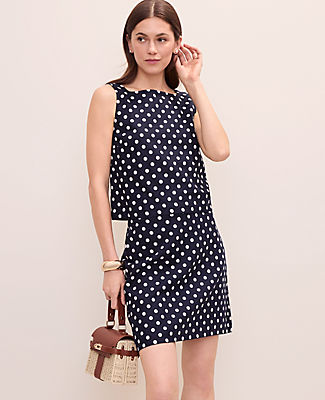 Ann Taylor Petite Polka Dot Tank Top in Linen Blend