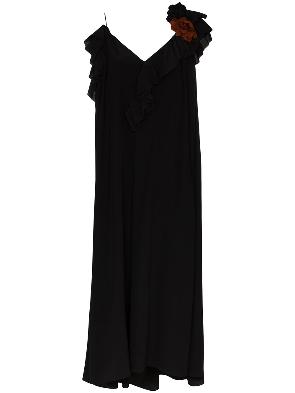 Ruffle trim midi dress - Black