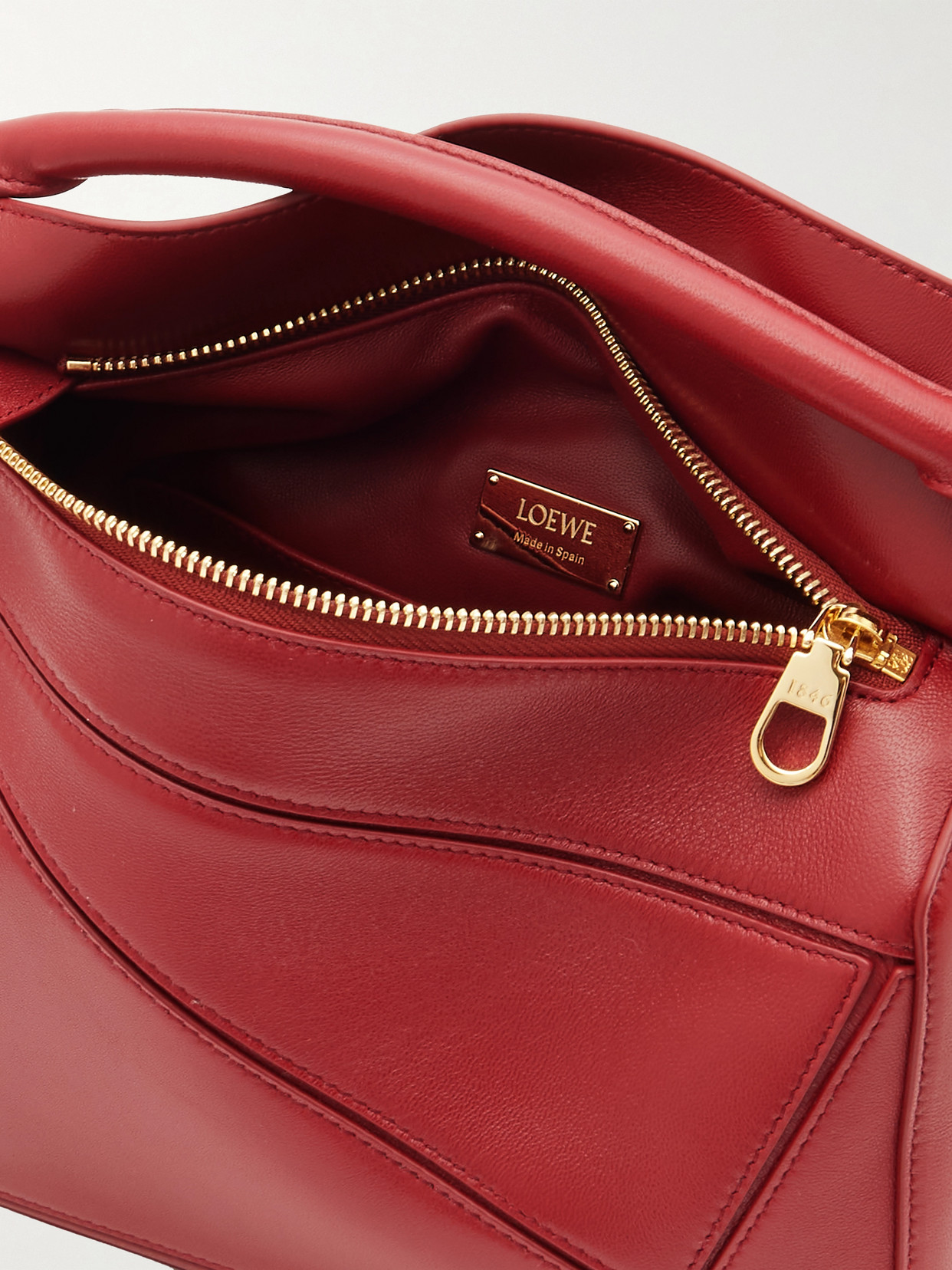 Featherlight Puzzle Small Textured-leather Shoulder Bag - Burgundy