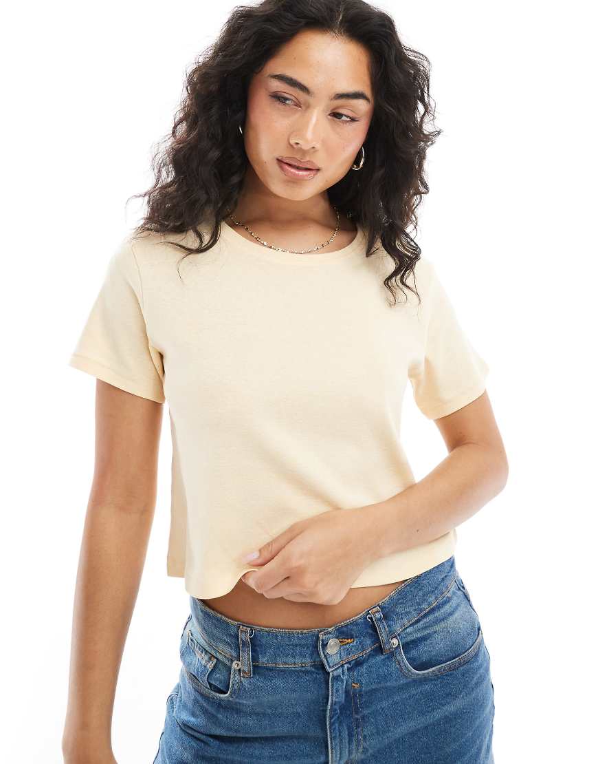 Monki shrunken tee in butter yellow