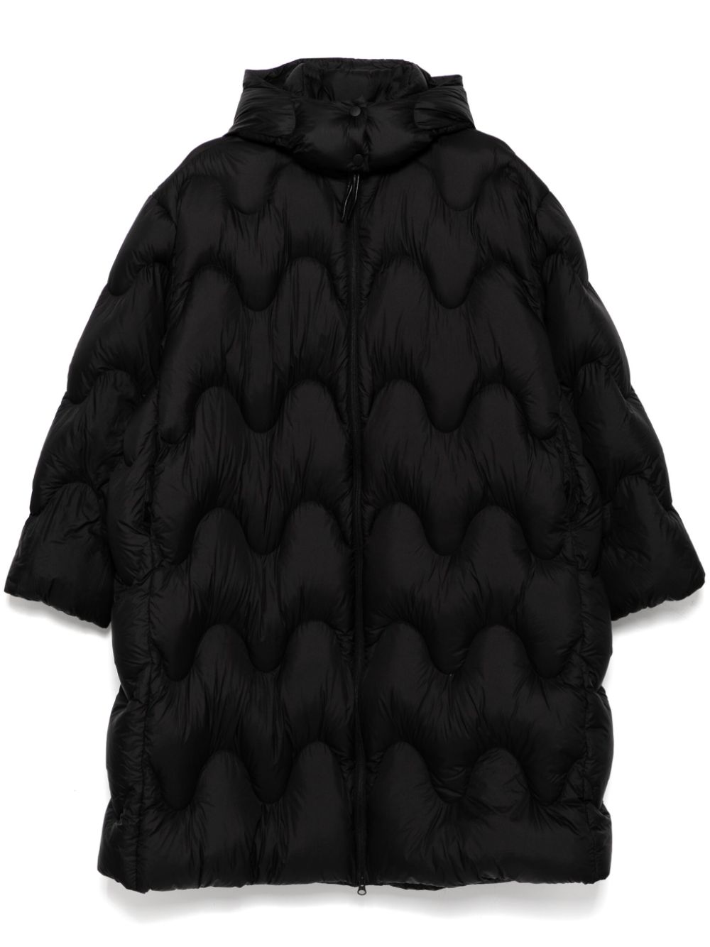 Wavy-quilted down coat - Black