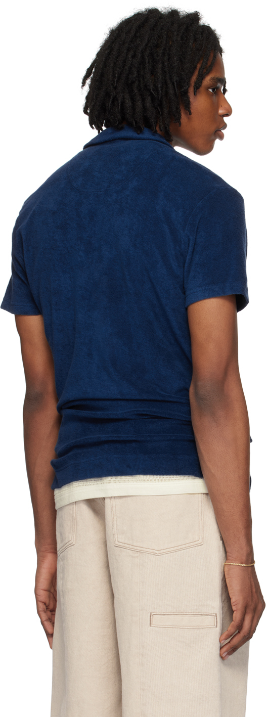 Orlebar Brown Navy Open Placket Polo