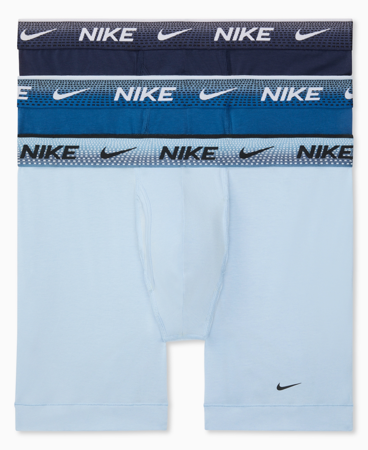 Men's Dri-fit Essential Cotton Stretch Boxer Briefs, 3-Pack - Light Armory Blue/ Court Blue/ Obsidian