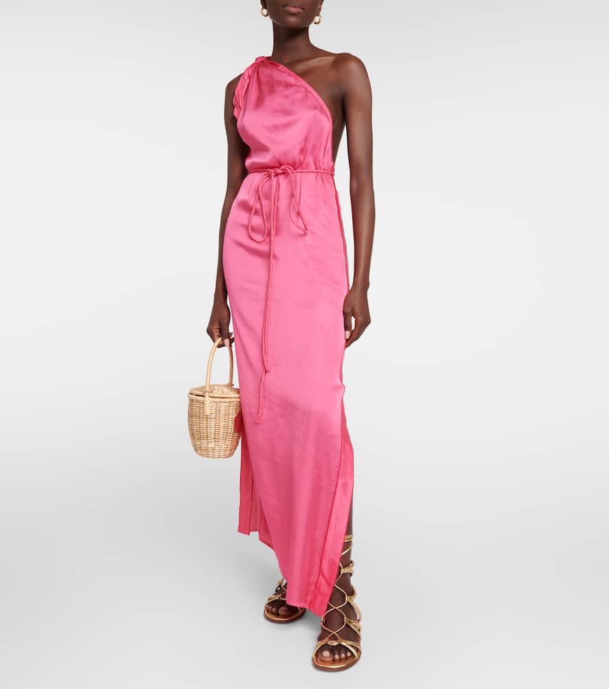 Isabelle one-shoulder satin kaftan