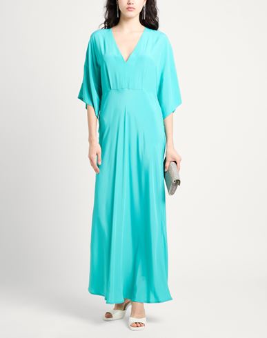 Woman Maxi dress Turquoise Size 4 Acetate, Silk
