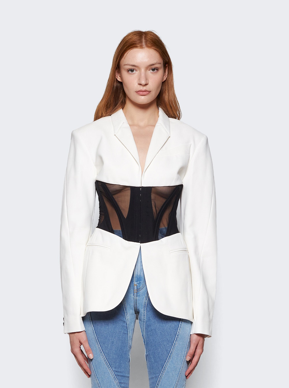 Iconic single-breasted corseted blazer - Black