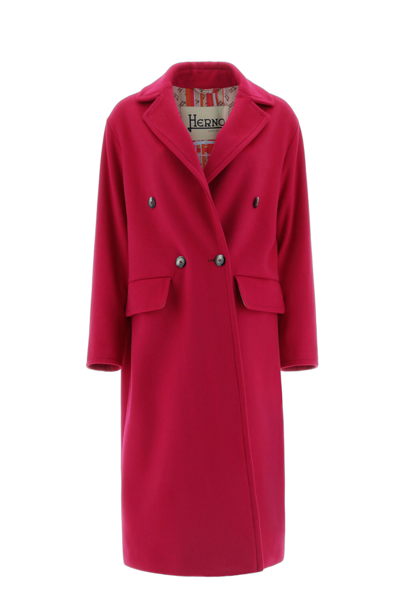 Virgin Wool Double-Breasted Coat — Red