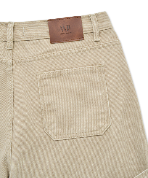Cachion Washed Double Knee Carpenter Shorts BEIGE