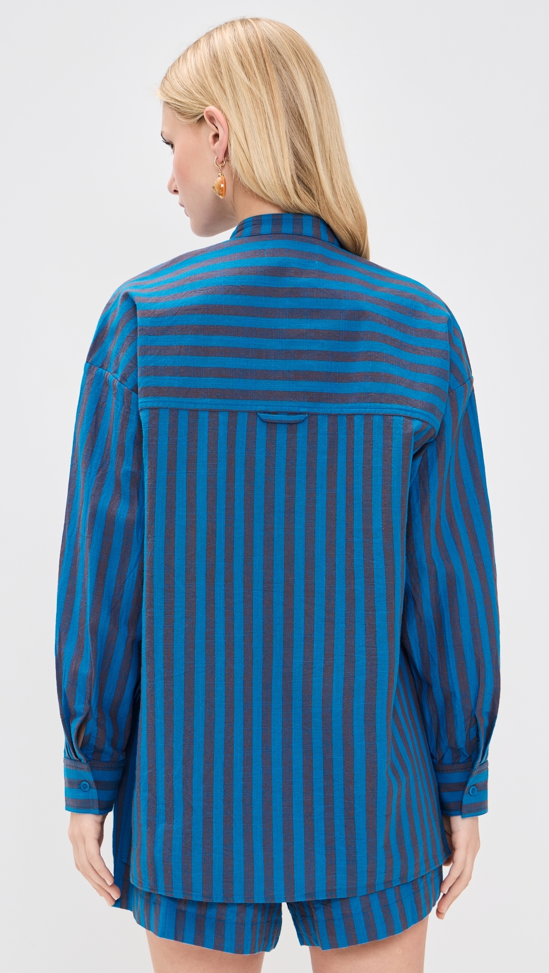 Gustava Button Down Top Blue Pond Stripe