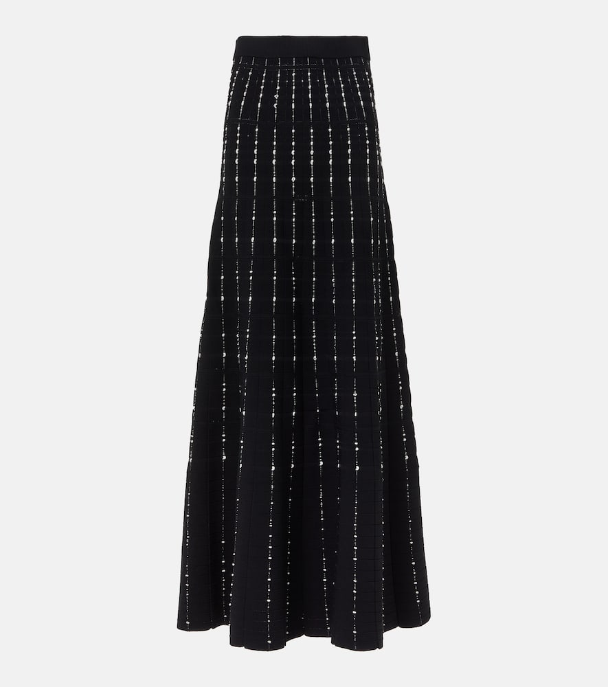 Ribbed-knit cotton-blend maxi skirt