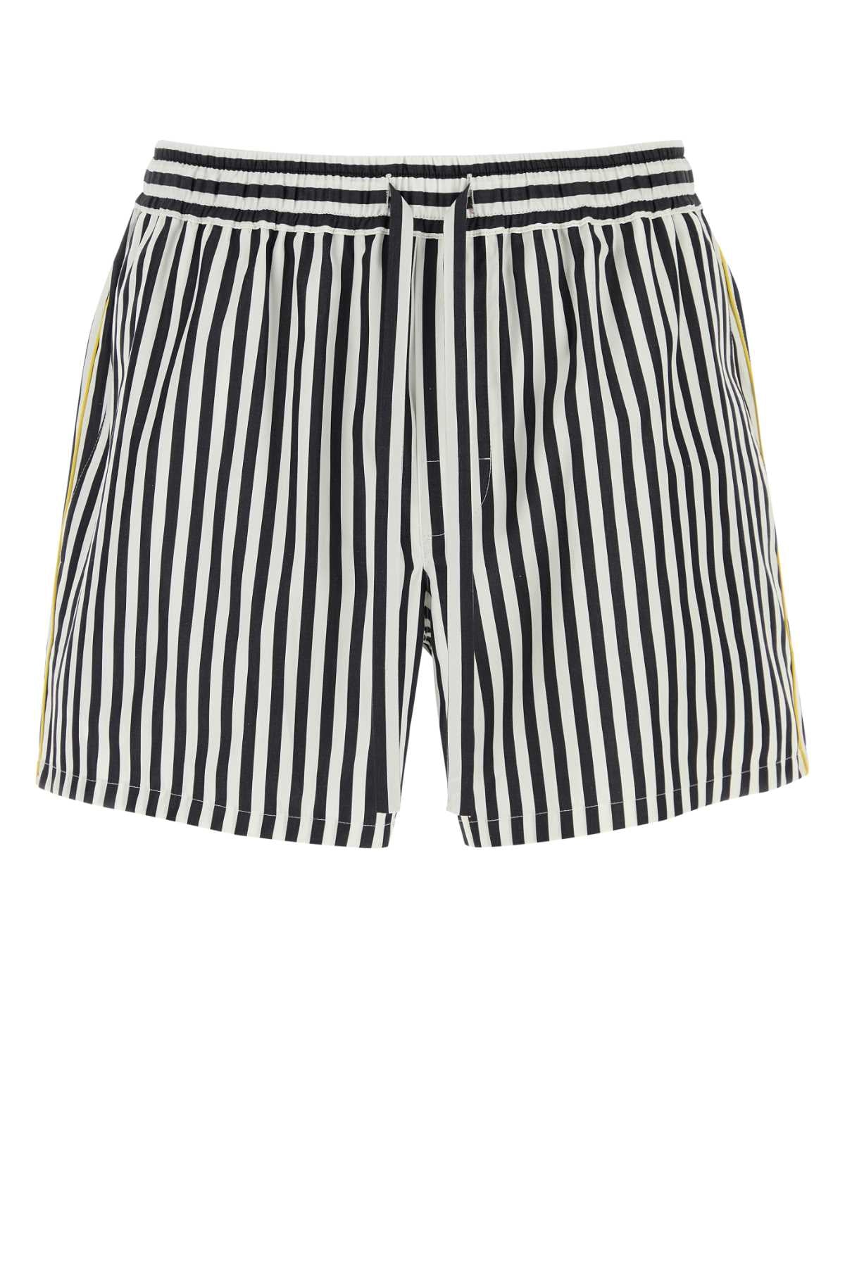 Striped Cotton-Silk Bermuda Short — Black