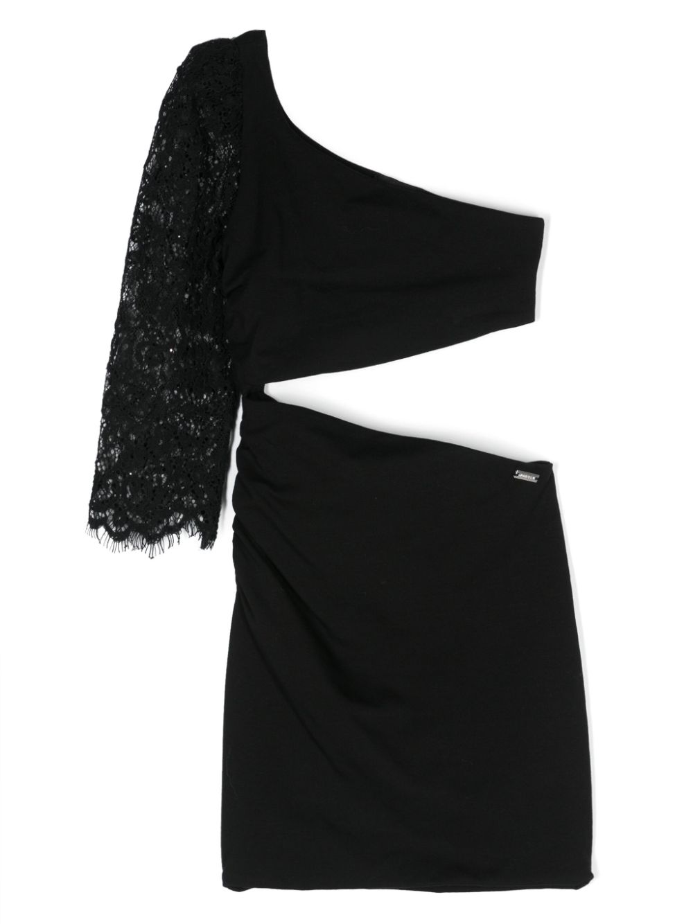 One-sleeve cut-out dress - Black